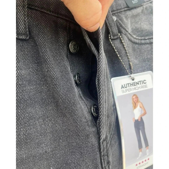 NWT Simply Society Womens Straight Super High Rise Distressed Jeans Black 5/27 - Picture 8 of 13